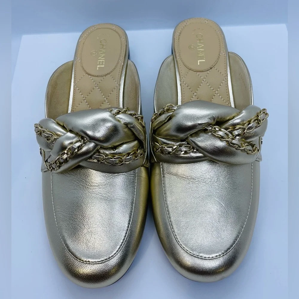 CHANEL gold mules brand new - Picture 1 of 8